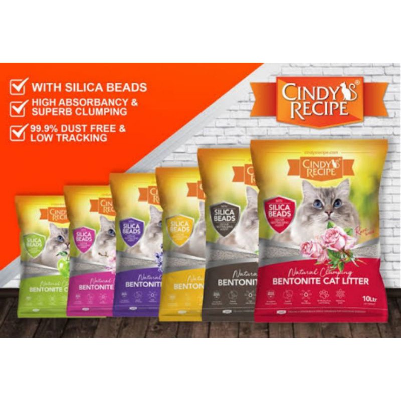 CINDY'S RECIPE 10L NATURAL CLUMPING BENTONITE CAT LITTER SAND up Shopee Philippines