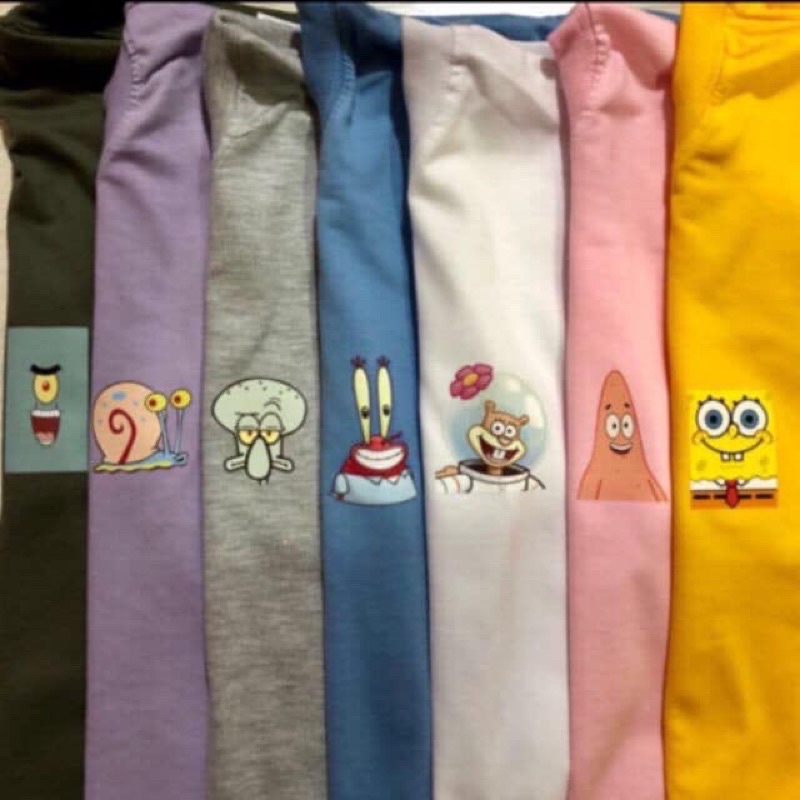 SPONGEBOB CHARACTER POCKET UNISEX AESTHETIC STATEMENT TSHIRT TEES