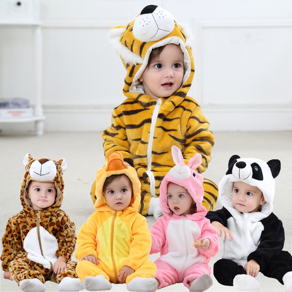 Ready Stock Baby Boy Animal Costume Hoodie Cartoon Romper Jumpsuit