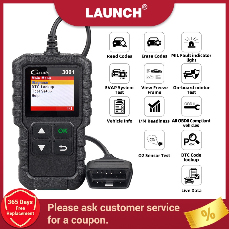 Launch X431 CR3001 Full Auto OBD2 Creader Scanner 3001 Code Reader OBDII/EOBD Car Diagnostic