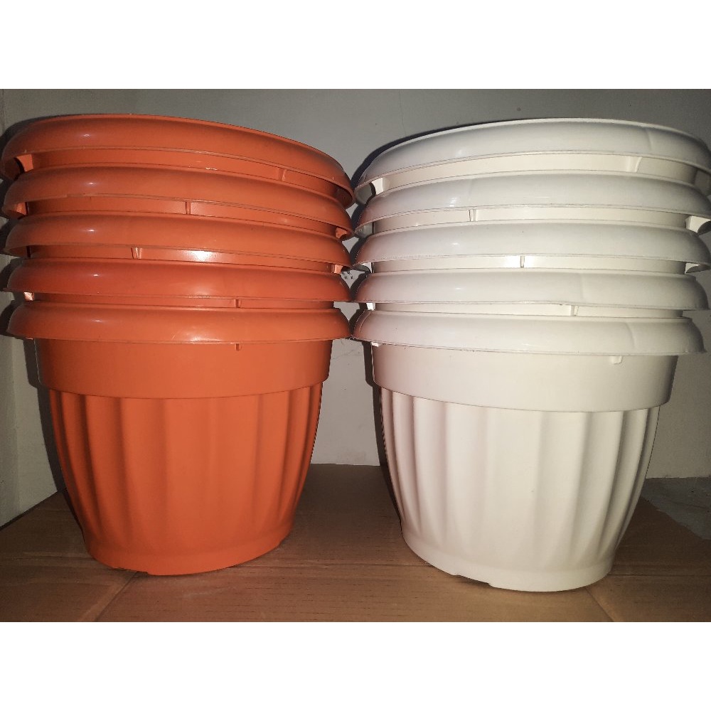 5PCS. BIG round plant pot / garden pot 30x22cm orange or white / paso