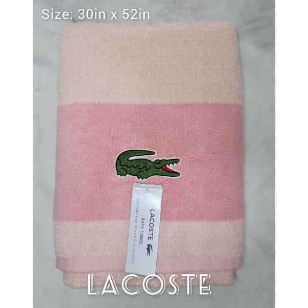Original Lacoste Pink Stripes Bath Towel Shopee Philippines
