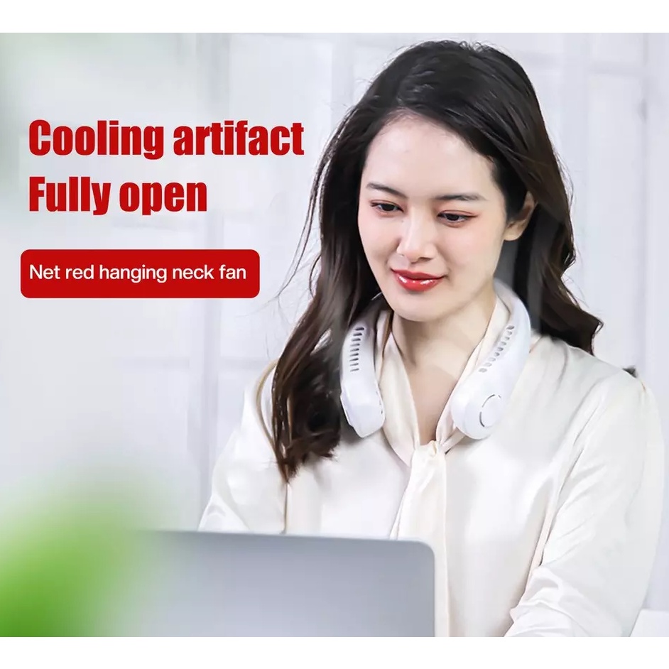 Portable Neck Fan With Display USB Rechargeable Hanging Fans Air