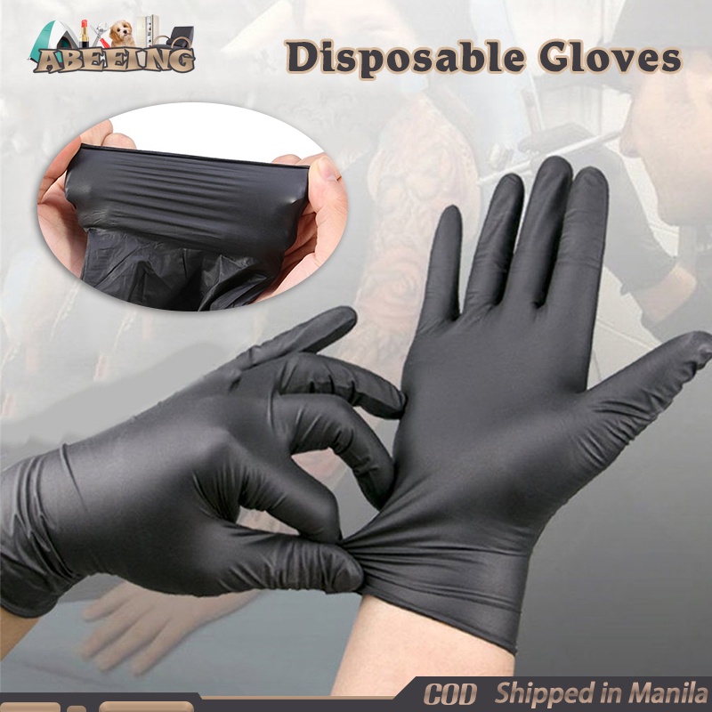 100Pcs/Box Black Tattoo Gloves Disposable Nitrile Vinyl Gloves For Food