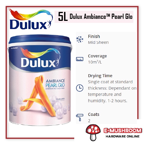 5L Dulux Paint Ambiance Pearl Glo For Interior Wall Shopee Philippines