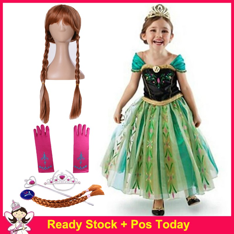 Anna Dress Kids Princess Halloween Party Costume Cosplay Queen Frozen