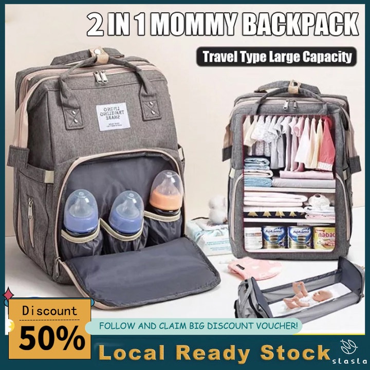 2 in 1 Crib & Baby Bag Organizer Diaper Bag Mommy Mummy Bag, Large