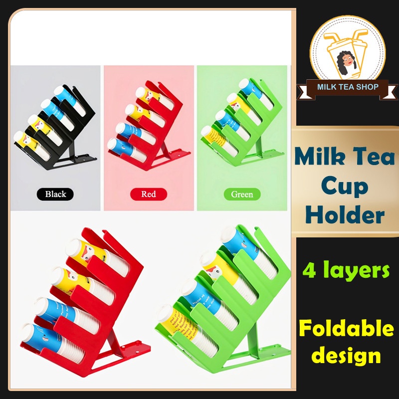 Foldable 4 Layers Milk Tea Cup Holder Disposable Coffee Cup Dispenser