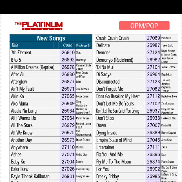 PLATINUM Karaoke BRAVO Full Complete Songlist Shopee Philippines