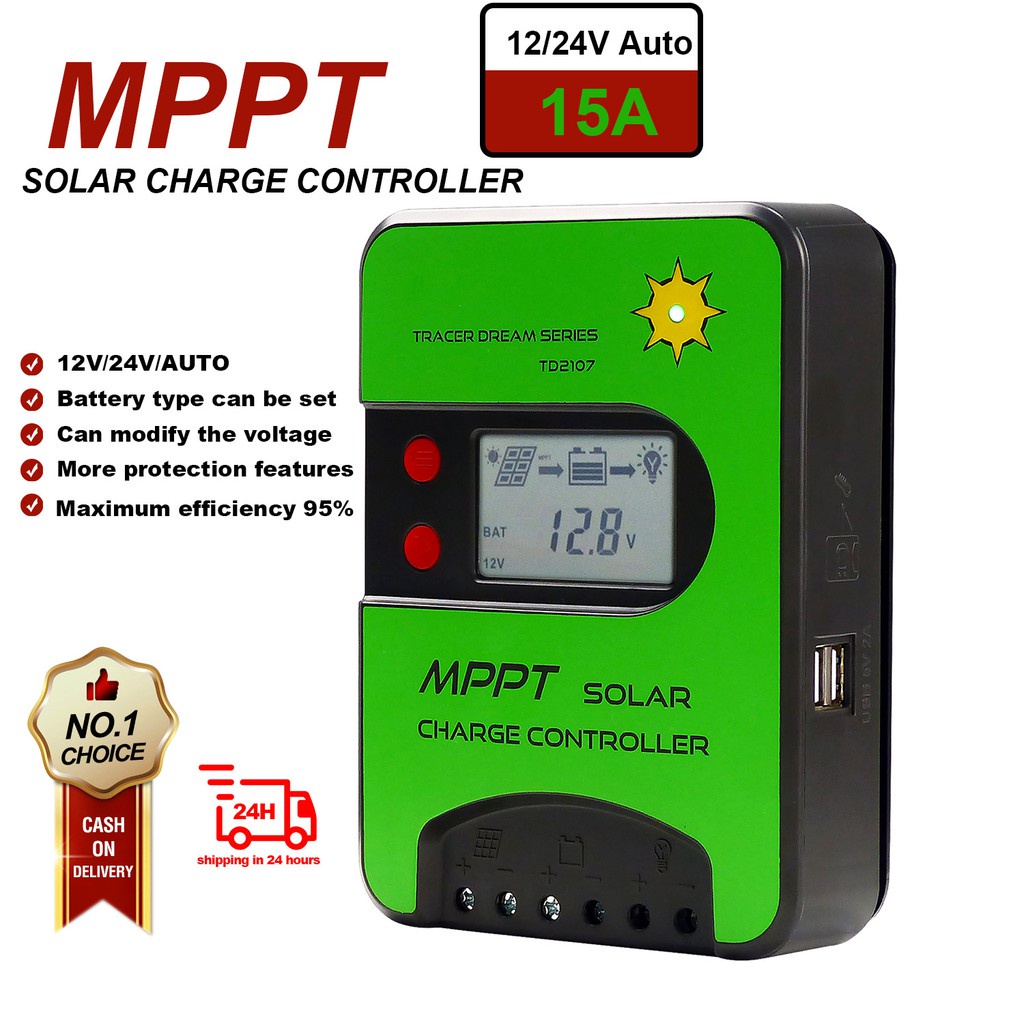 GCSOAR solar charge controller MPPT 15A Solar Panel Battery Regulator