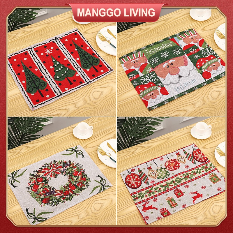 Christmas Placemat Resistant NonSlip Washable PVC Table Mats Woven