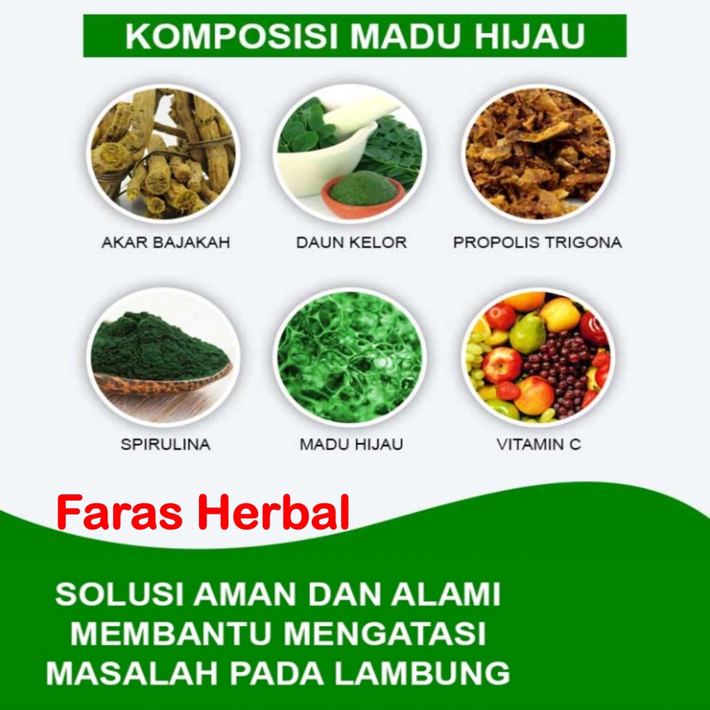 Green Honey 210 gr Herbal Medicine For Gastric Acid Wounds Ulcer Gerd