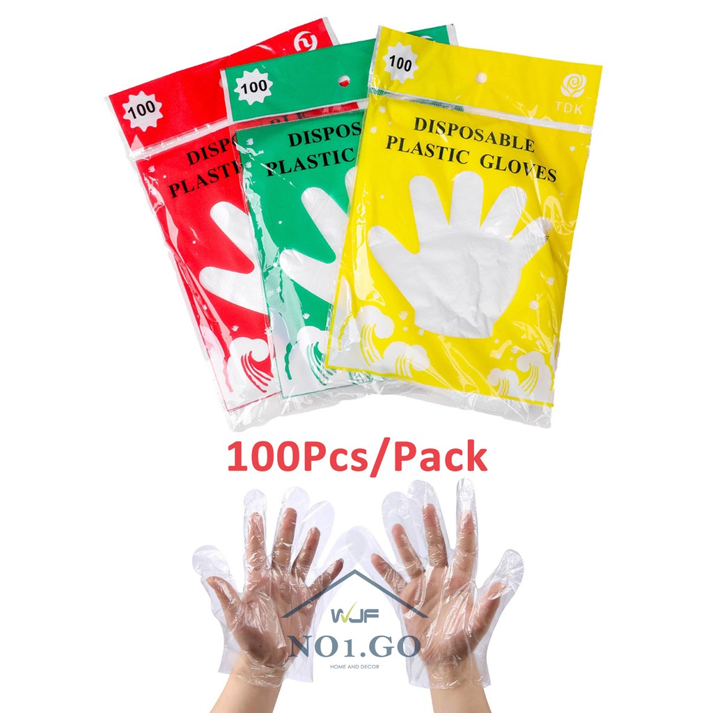 No1.go 100Pcs/Pack High Quality Disposable Plastic Gloves Shopee