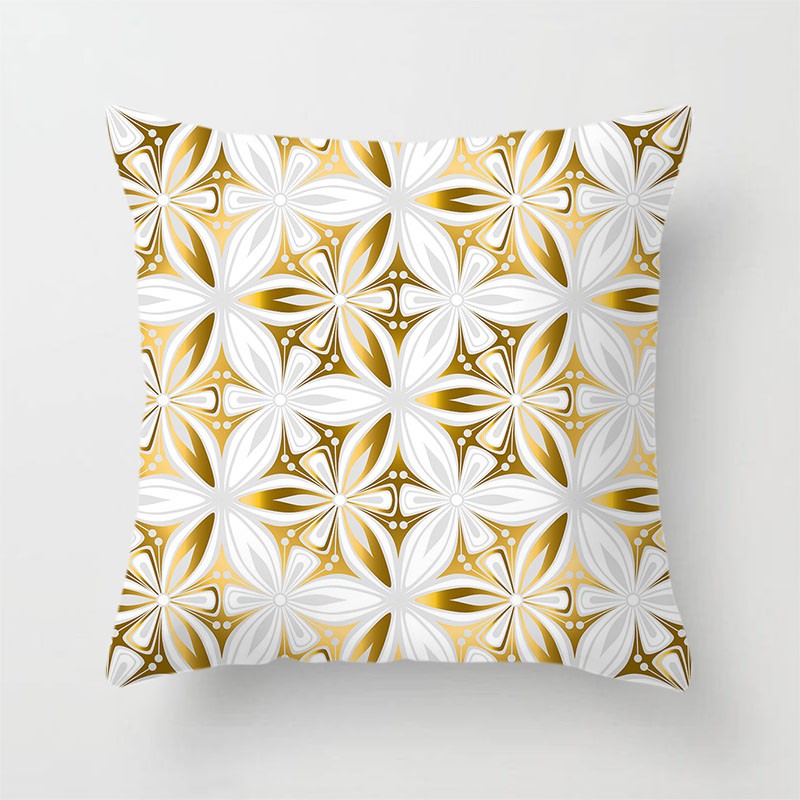 Gold Pattern Sofa Pillow Cover Peach Velvet Printed Home Decoration