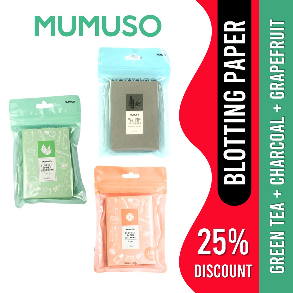 MUMUSO BUNDLE BLOTTING PAPER (CHARCOAL, GRAPEFRUIT, GREEN TEA