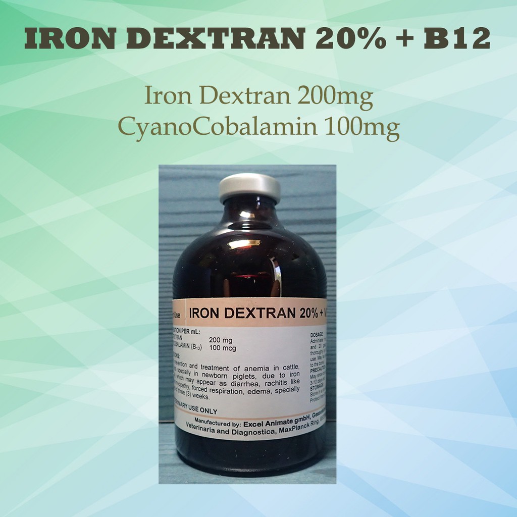 Iron Dextran 20 + Vitamin B12 100ml Injectable Shopee Philippines