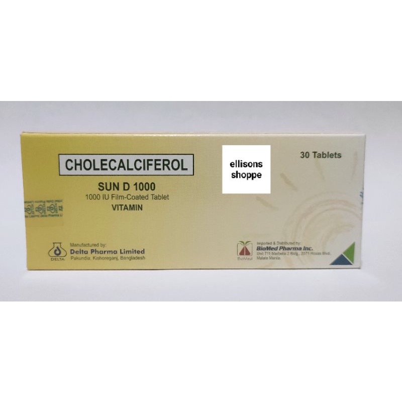 SUN D 1000 IU Cholecalciferol Vitamin D3 30Tablets EXPIRATION JAN. 2024 Shopee Philippines