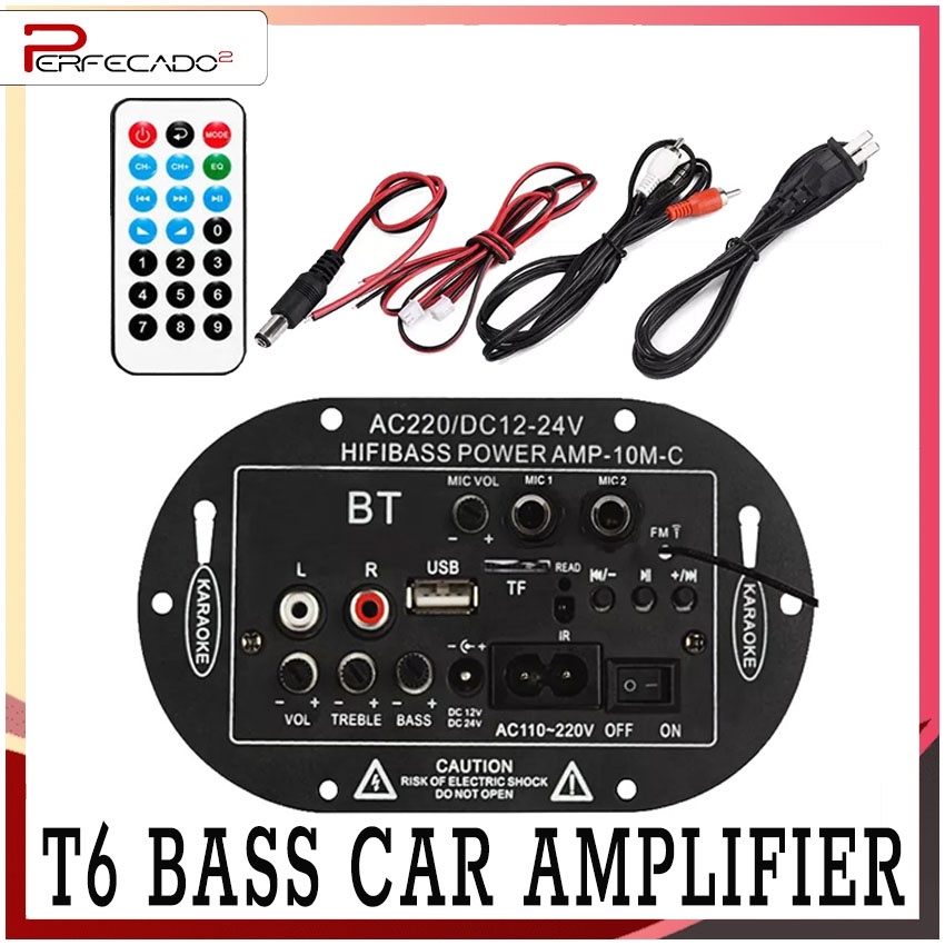 T5/T6 Hifi Bass Bluetooth Amplifier AMP10MC Car Subwoofer High Power Decoding AC220/DC1224V