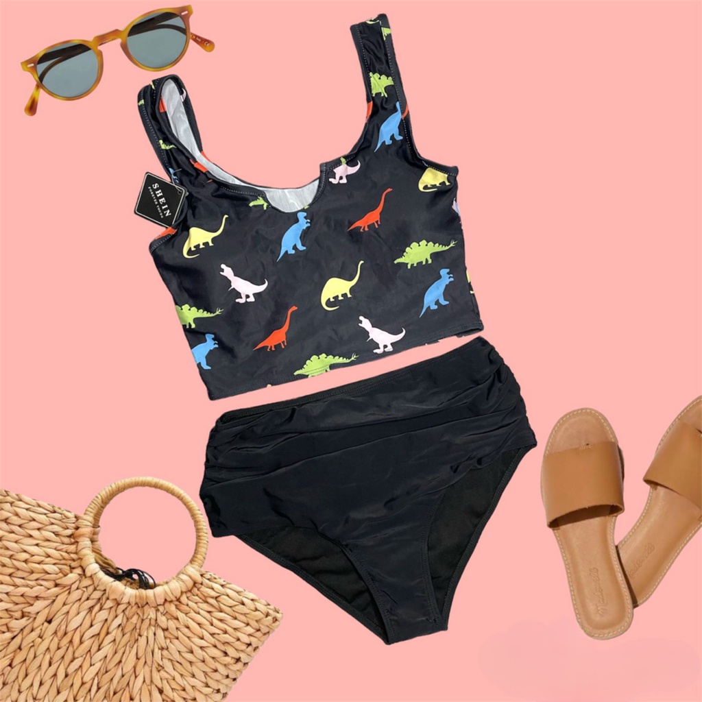 SHEIN Black Animal Print Two Piece Swimsuit Shopee Philippines