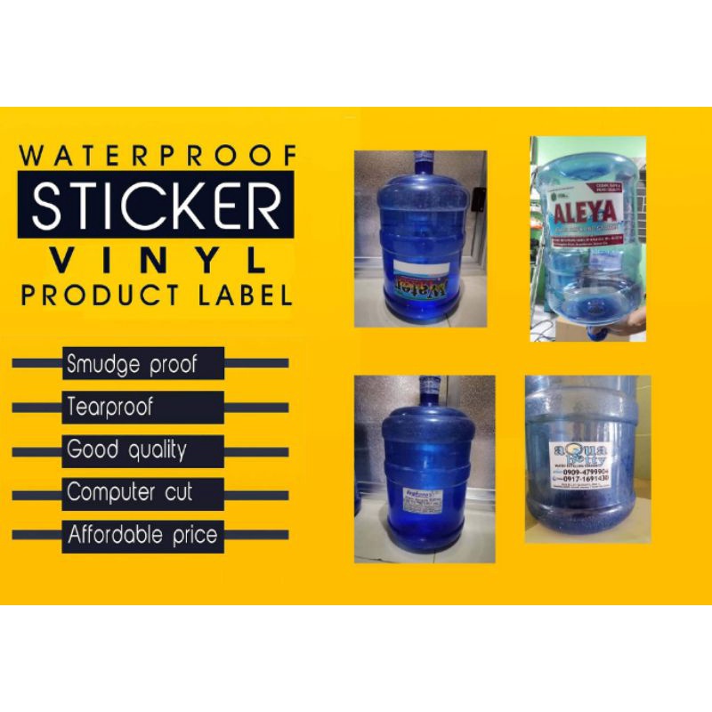 ROUND GALLON WATERPROOF VINYL STICKER (6x4 inch/7x4 inch) 100's/set