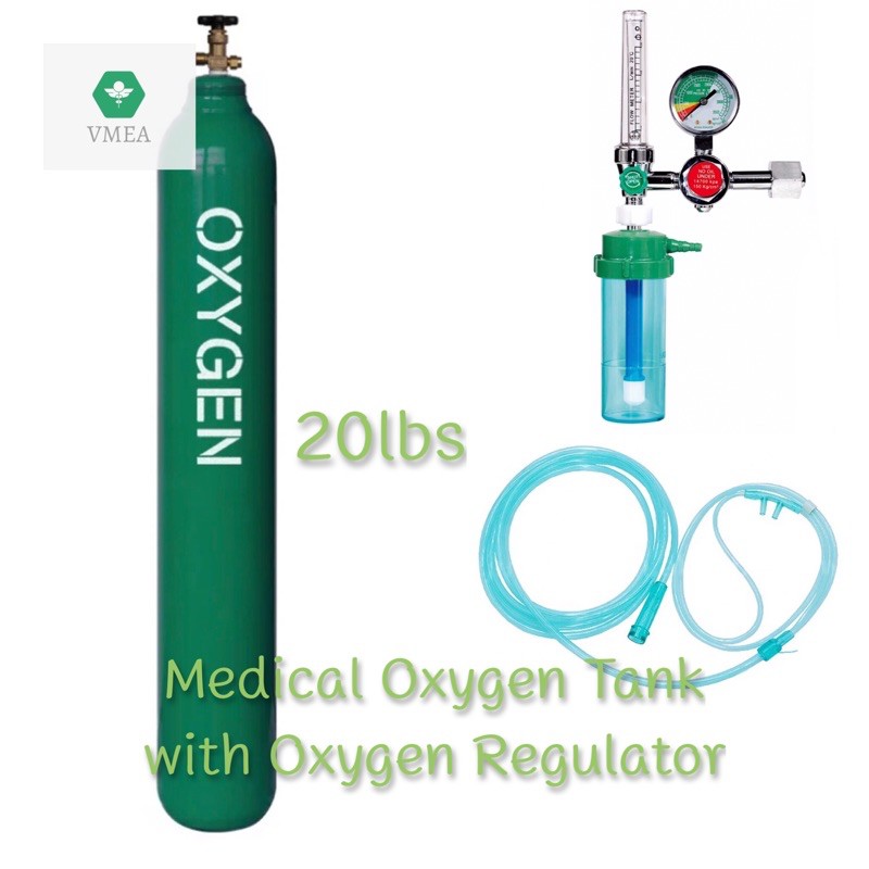 Medical Oxygen Tank 20LBS with Medical Oxygen Regulator Full Content Brand New1.1 Shopee