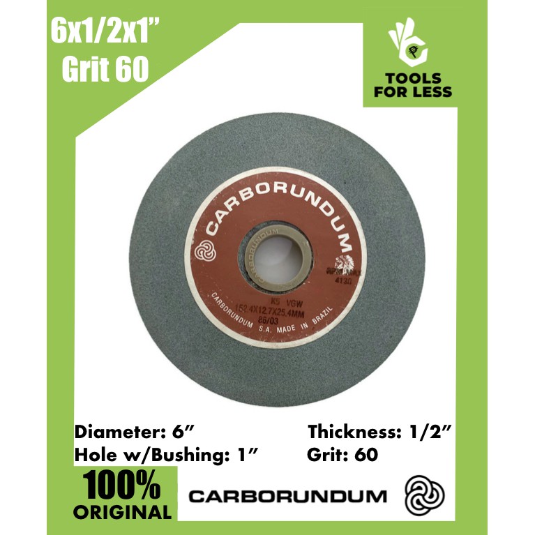 Carborundum Silicon Carbide Grinding Stone 6" x 1/2" x 1" Grit 60 to