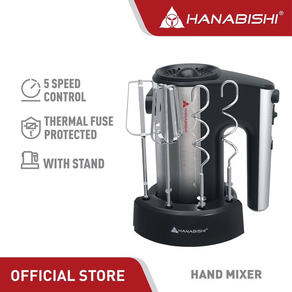 Hanabishi Hand Mixer HHM55SS Best for Baking 5speed Turbo Beater