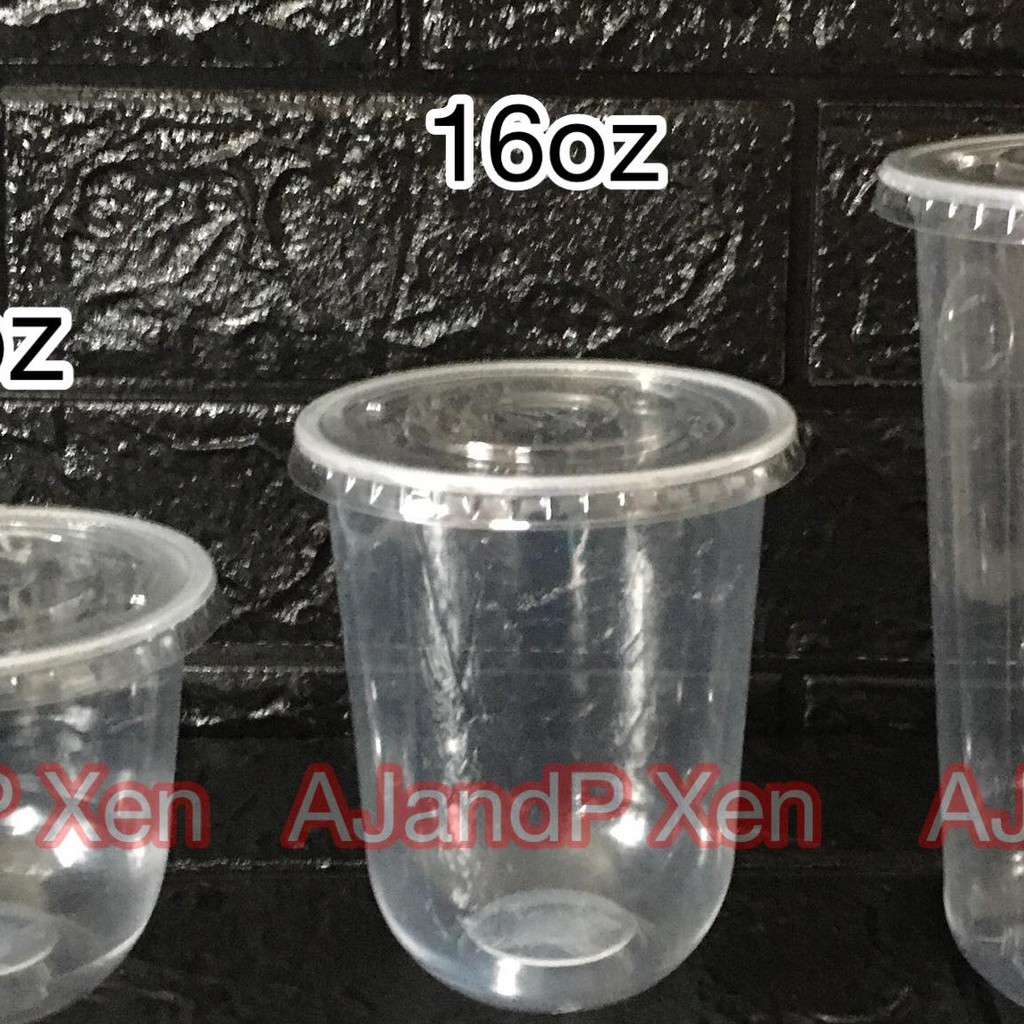 50 sets 16oz U CUPS with flat lids 95mm plastic milk tea cups Shopee Philippines