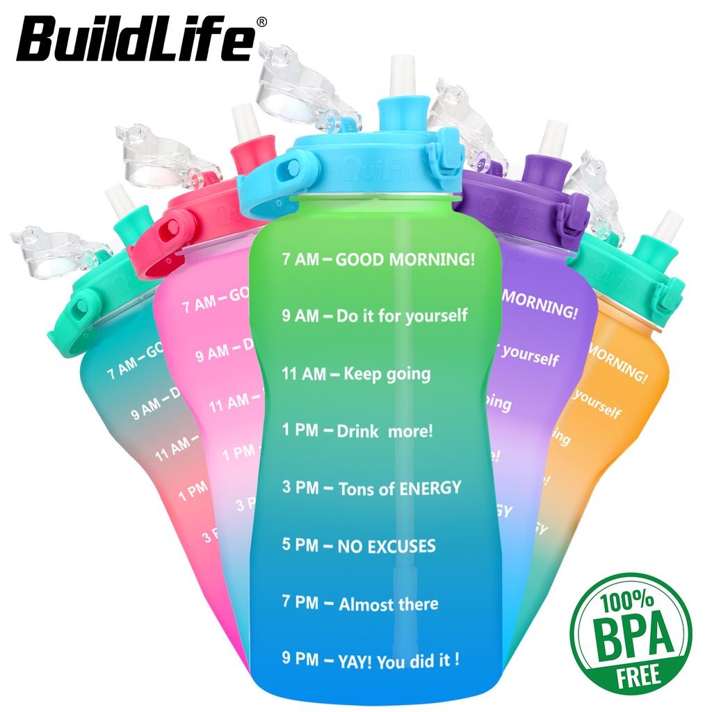 BuildLife 3.8L Gallon Water Bottle With New Flip Lid Straw and
