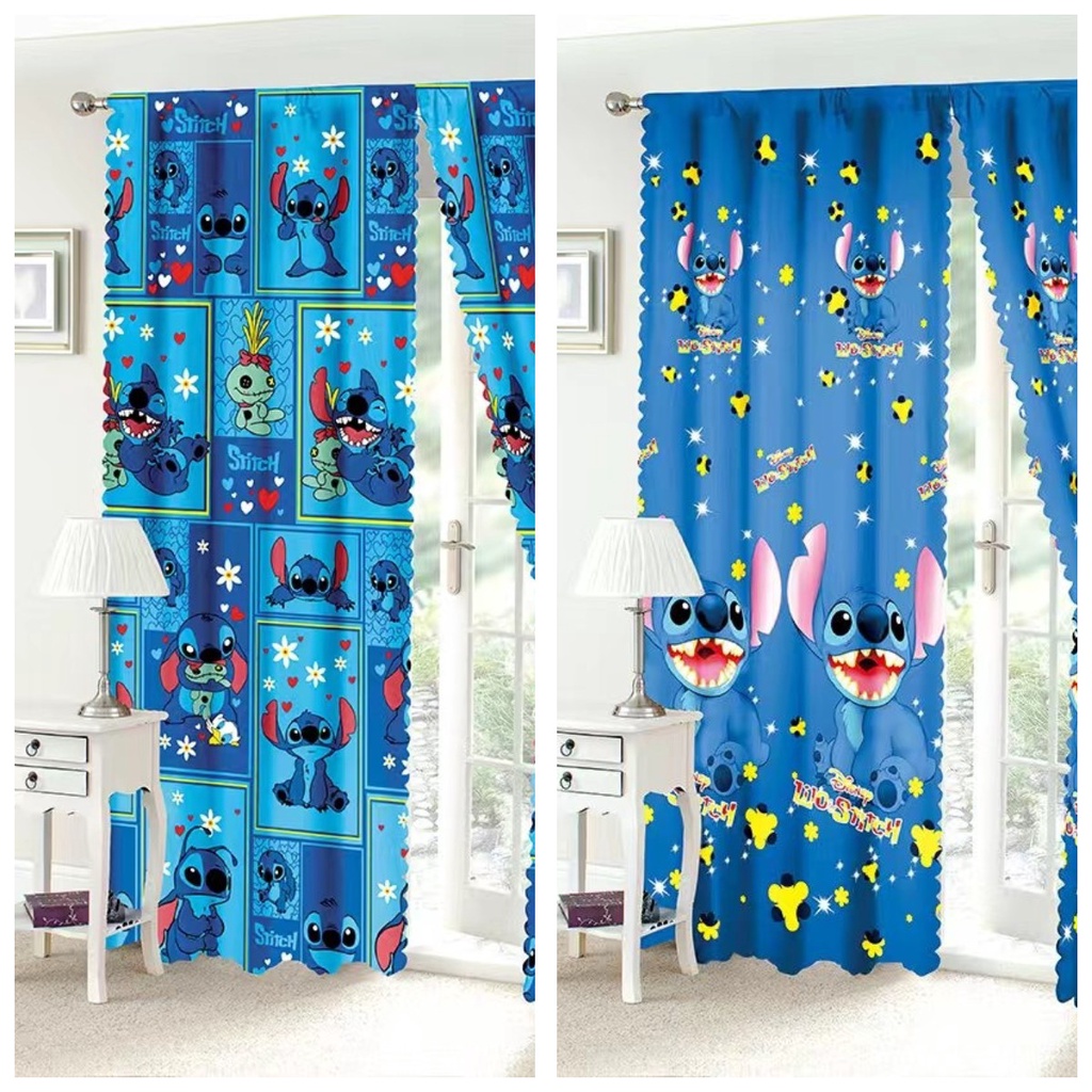 2022 Sale New 1pcs Lilo & Stitch Curtain Window Home Decor blue Curtain