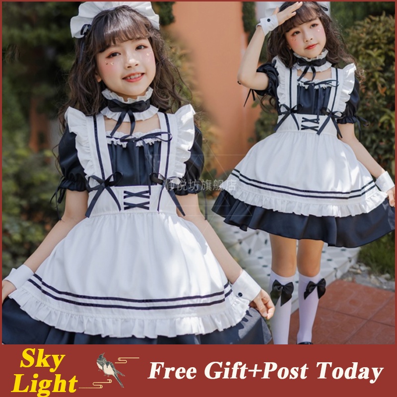 Japanese Anime Costume Girls Black and White Classic Maid Clothes