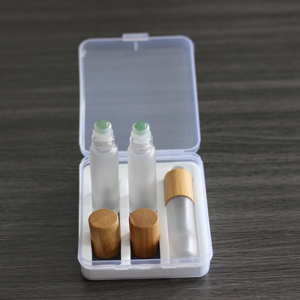 3 Pieces 10ml Frosted Glass Roll On Empty Roller Bottles Refill