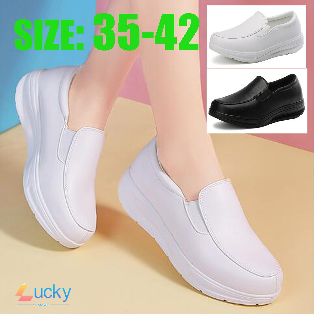 Lucky New white nurse shoes black casual summer hospital shoes rocking