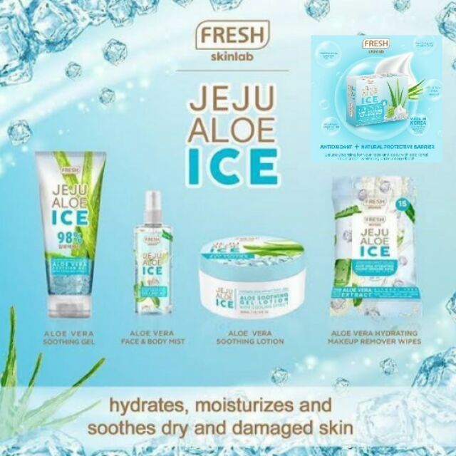 FRESH SKINLAB Jeju aloe ice facial scrub 100ml and face&body bar soap