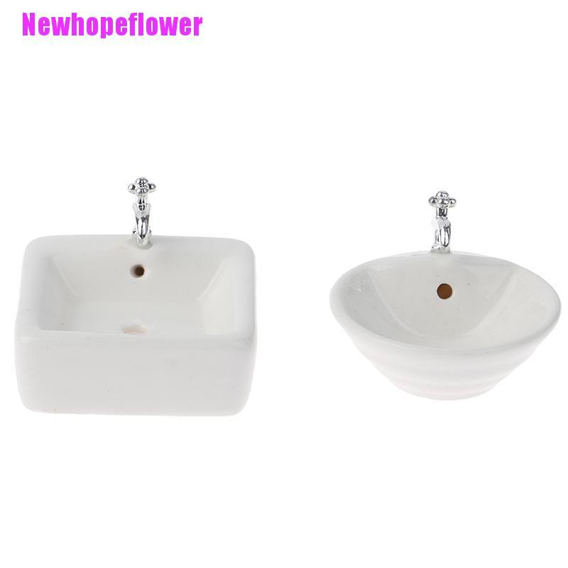 CKFR 112 Dollhouse Miniature Bathroom Sink Ceramic Wash Basin Model