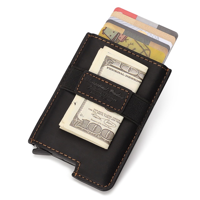 HUMERPAUL Men's Credit Card Holder Genuine Leather Slim Anti Protect