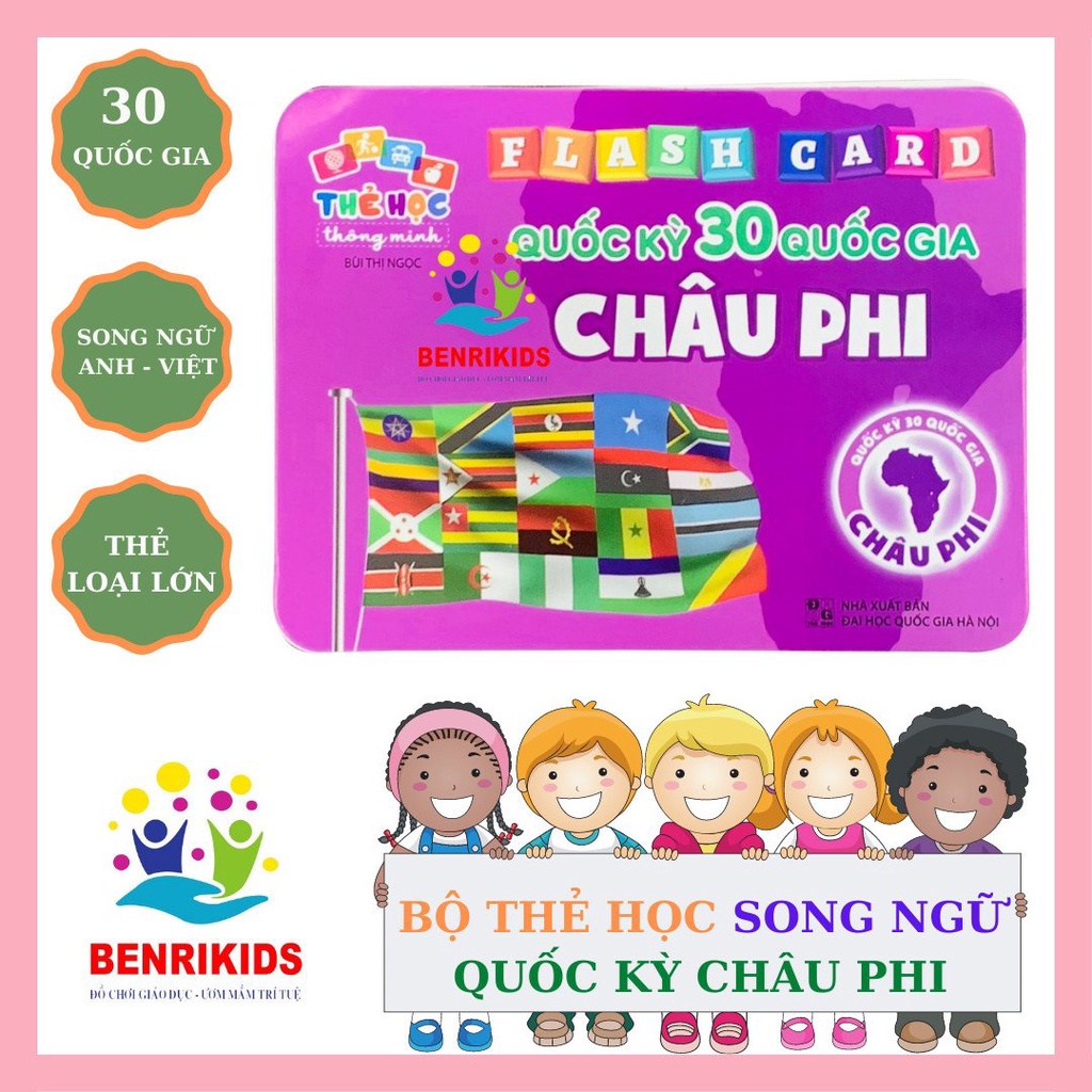 Bilingual Learning Card Set Flags of Countries Around the World