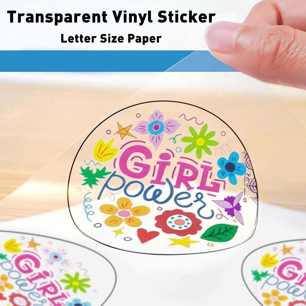 100 Sheets Transparent Printable Vinyl Sticker Paper Letter Size 216