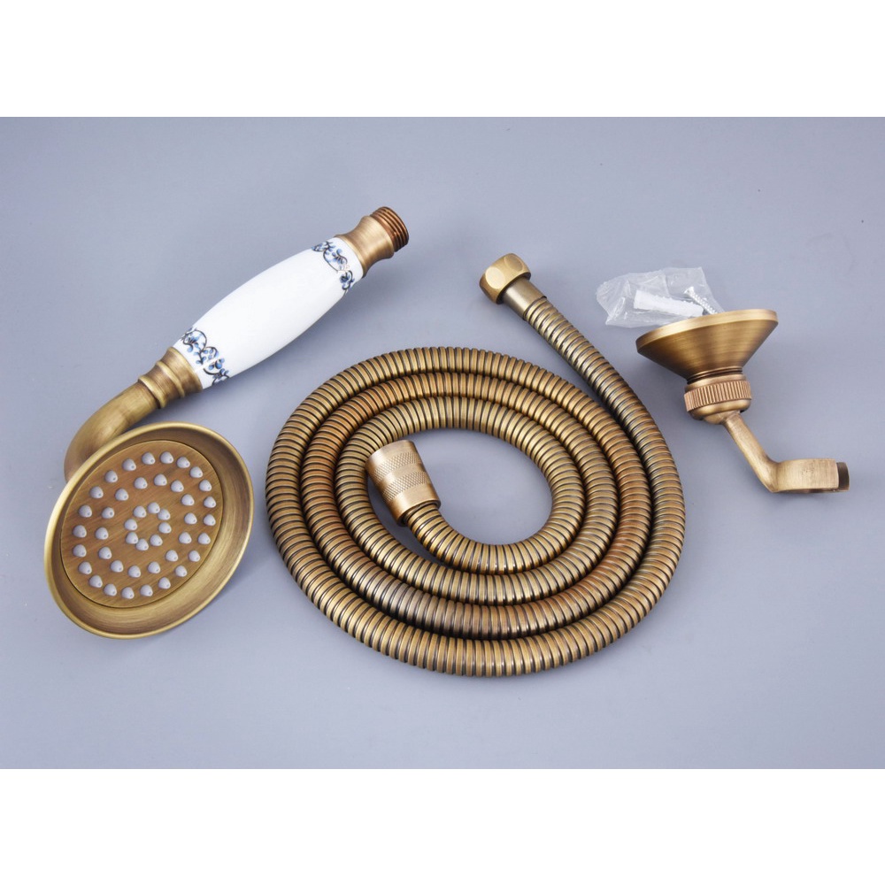 3PC Antique Retro Brass Vintage Hotel Bathroom Kit Lace Ceramic