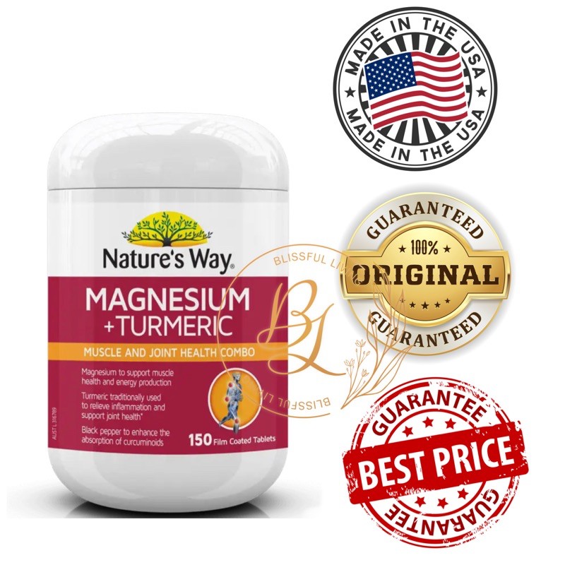 Magnesium + Turmeric Muscle & Joint Health Combo (150tablets) Shopee
