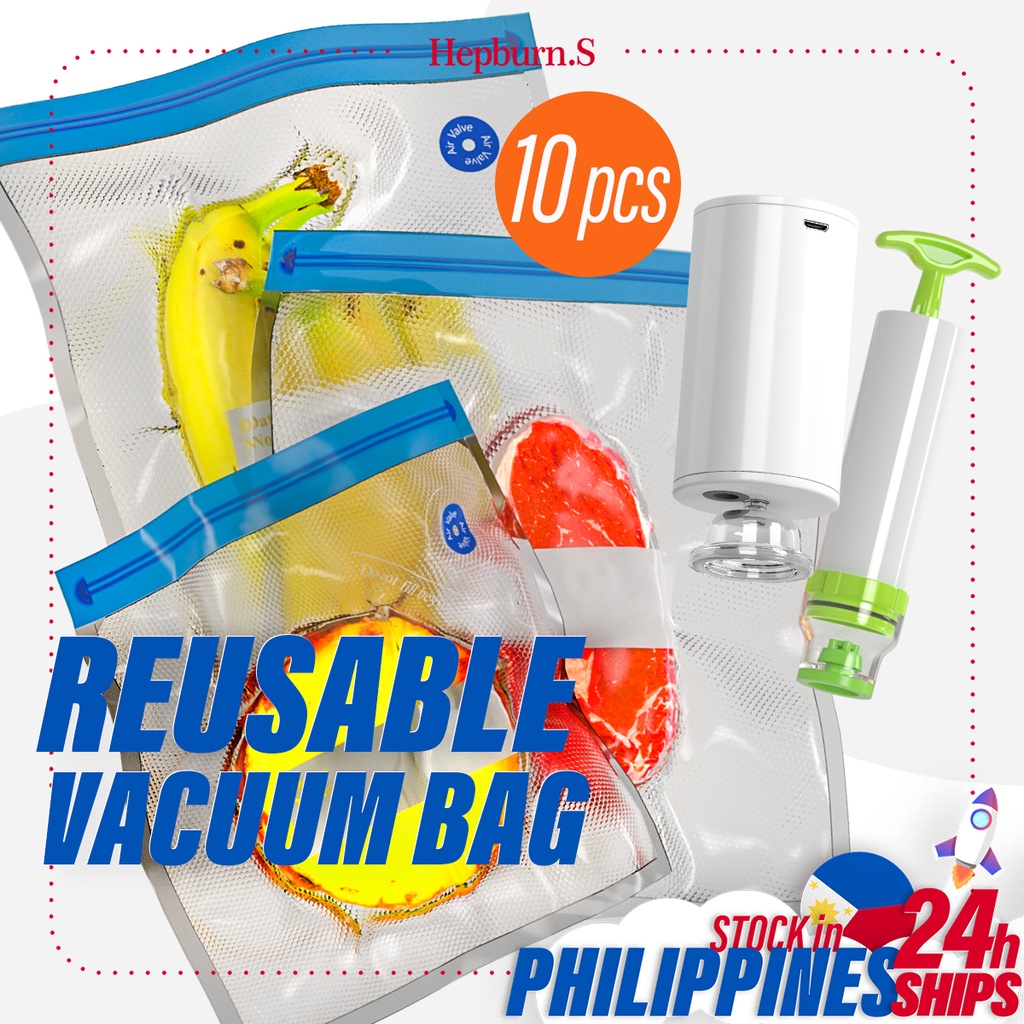 10pcs Reusable Vacuum Storage Bags Food Storage Bags Vacuum Compression