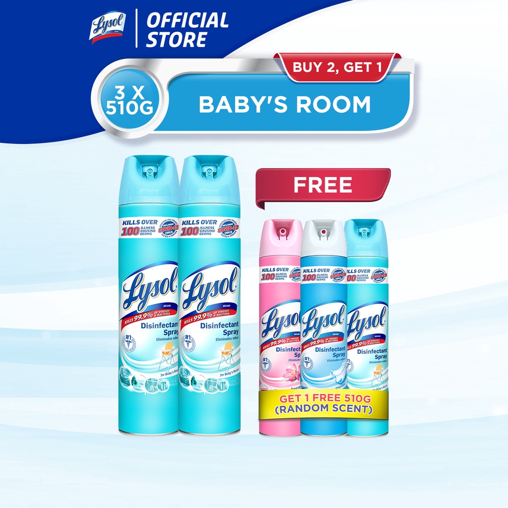 [B2G1] Lysol Disinfectant Spray Baby's Room 510g + FREE 510g (Random