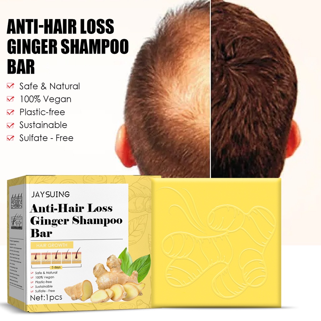 Jaysuing Ginger Shampoo Soap Anti Hair Loss Hair Growth Dandruff Repair