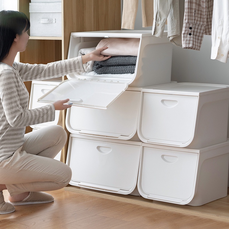 Front opening plastic storage box extra large toy storage box children