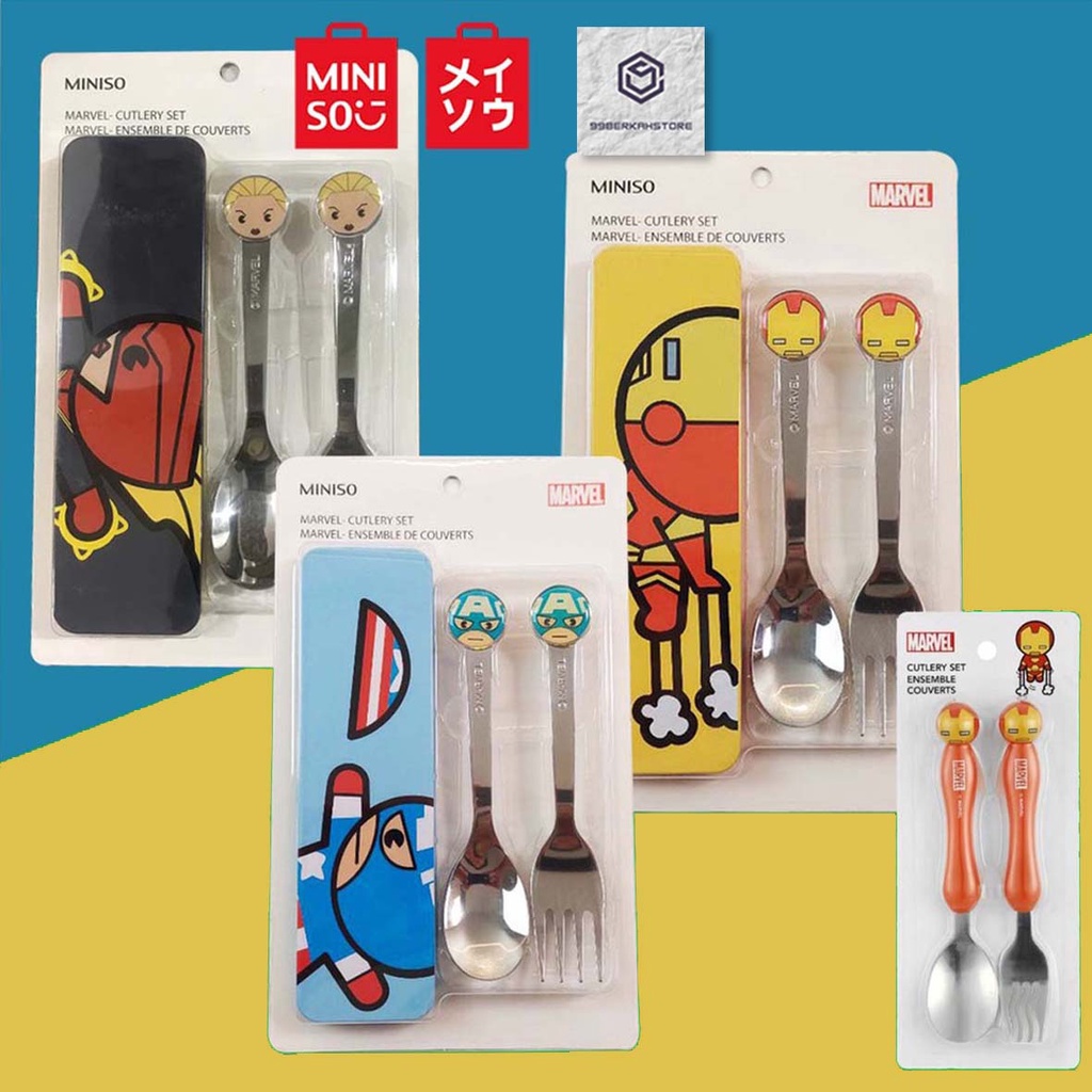 Miniso Official Marvel Cutlery set And Spoon set Ironman Spiderman