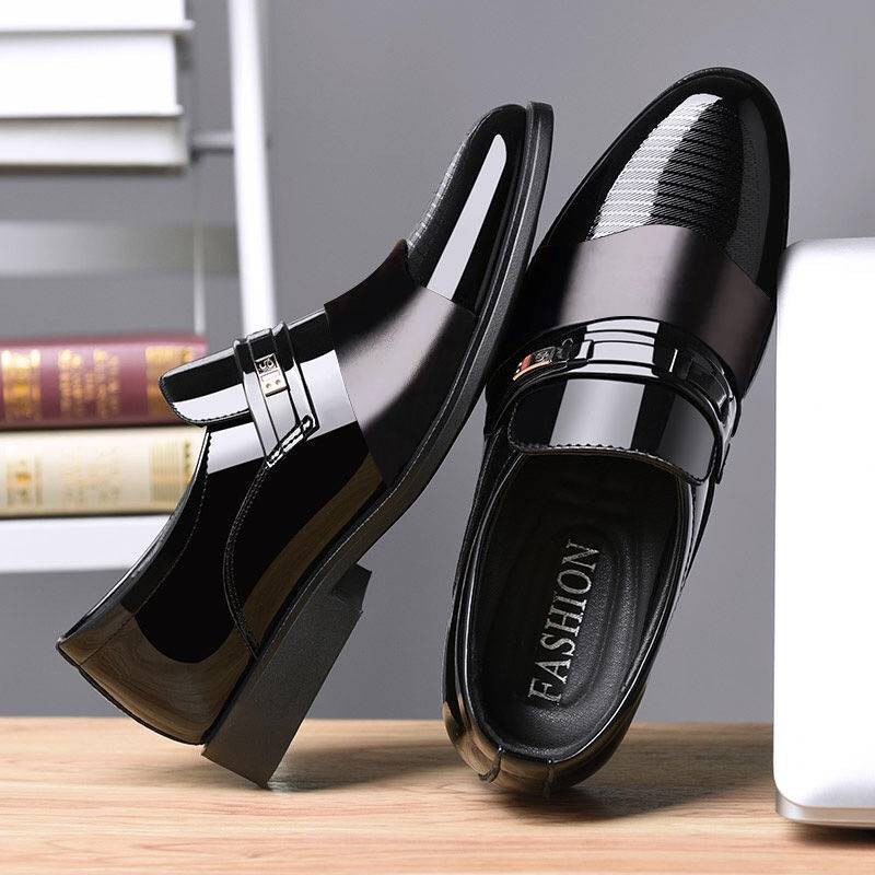 New Leather Shoes Men's Business Formal Wear Shoes British Style Black