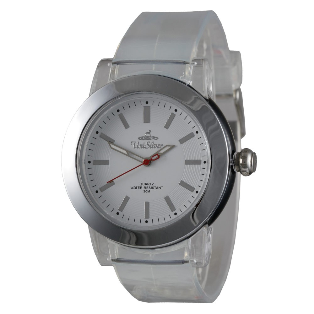 UniSilver TIME Lucent Unisex Transparent White Analog Rubber Watch