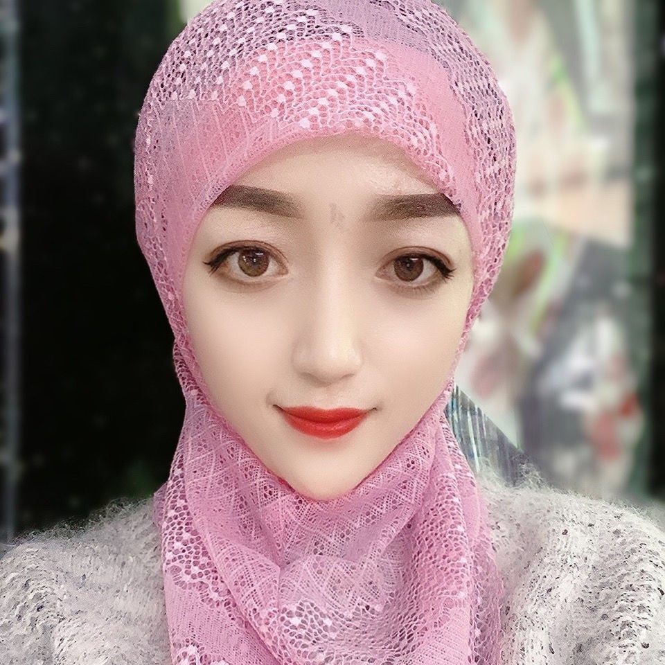 Hui new mother lace cover leisure wild manual small cover head Ramadan