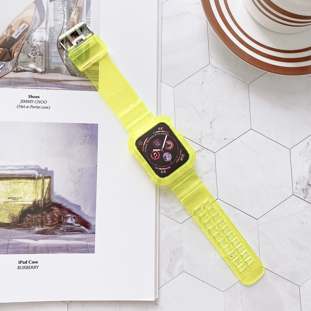 Jelly iWatch Strap for iWatch Serise 7 6 SE 5 4 3 2 Clear Plastic Watch Band for Iwatch 45mm