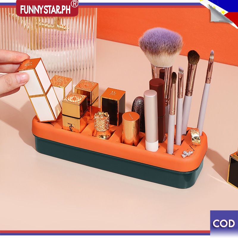 COD Silicone Lipstick Storage Box Makeup Desktop MultiGrid Finishing
